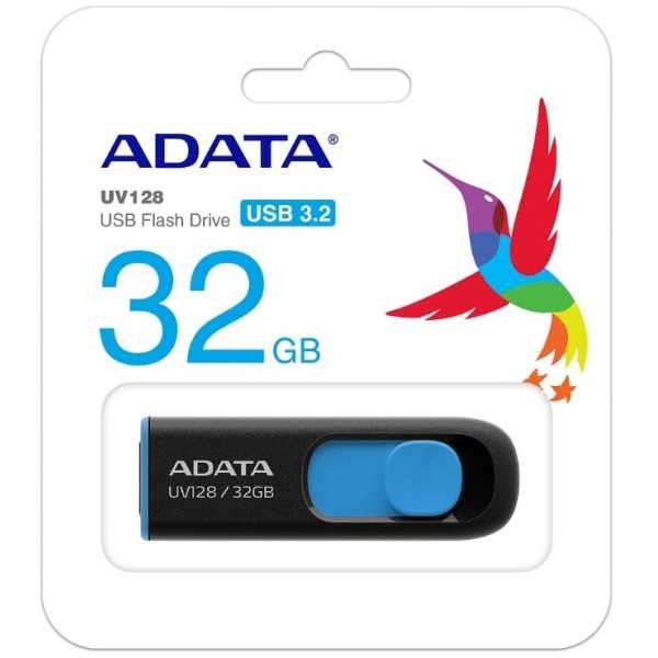 MEMORIA FLASH ADATA UV128 32GB USB 3.2 NEGRO/AZUL