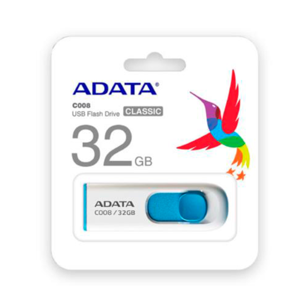 MEMORIA FLASH ADATA C008 32GB USB 2.0 BLANCO/AZUL